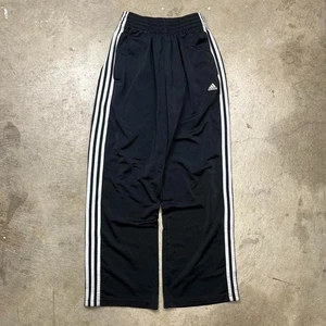 Vintage Y2K Adidas Jogginghose schwarz Herren kleine weiße Streifen Trainingshose locker f - Bild 1 von 7