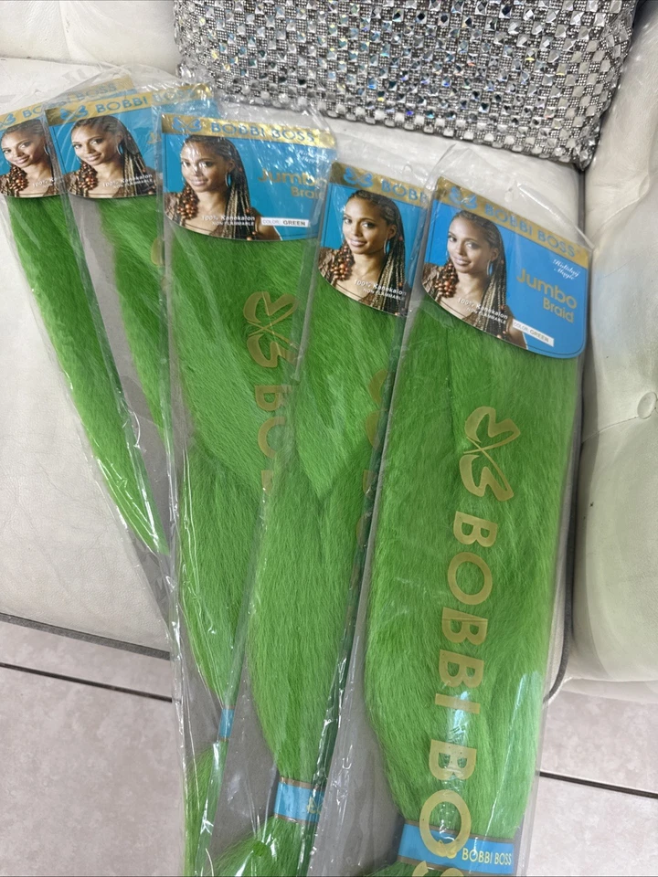 (PAQUETE DE 5) TRENZADO CABELLO BOBBI BOSS 100% TRENZA JUMBO KANEKALON #120 VERDE NUEVO Foto 1 de 2