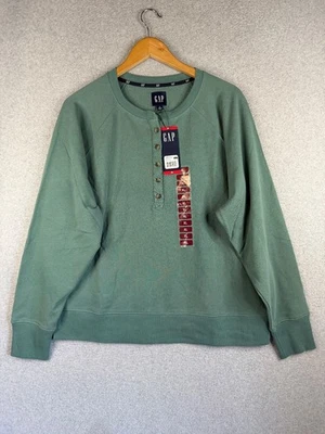 Sudadera De Colección GAP Henley Mujer XL Verde Popover Y2K Nueva Con Etiquetas Foto 1 de 4