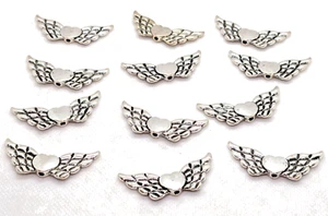 Lot of 12 Metal Silver Color Angel Wings Bead Spacers 18 x 41mm Jewelry Findings - Picture 1 of 8