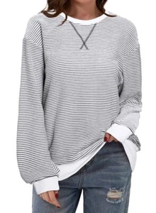 Womens Tops Trendy Long Sleeve Crewneck Sweatshirt for Women 2024 Loose Pullo... - Picture 1 of 4