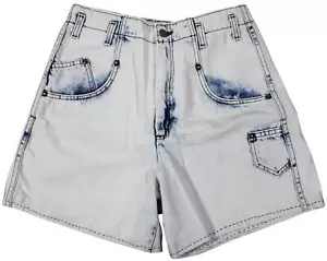 VTG 90s LEVIS Bleached DENIM SHORTS Baggy Womens Small 28" Waist Hemmed USA Made - Picture 1 of 4