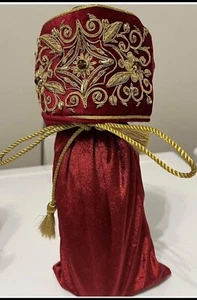 wine decorative bottle cover burgundy and gold - Picture 1 of 2