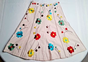 Laura Ashley Teens Size 7 Floral Print Lined Embroidered Midi Skirt - Picture 1 of 9