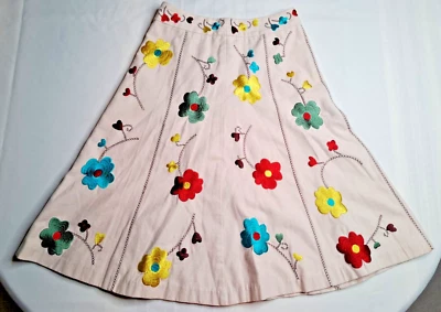 Юбка миди вышитая Laura Ashley подростковый размер 7 с цветочным принтом на подкладке - Изображение 1 из 4