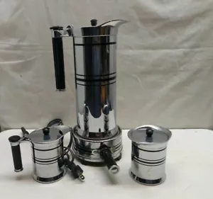 Sunbeam Steel Chrome Model 14 Electric Coffee Tea Warmer Creamer & Sugar Bowl - Picture 1 of 12