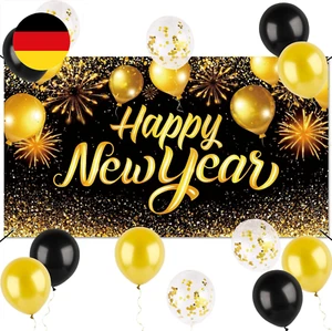 Silvester Deko 2025 180x100cm Silvester Banner Happy New Year Banner Neu Jahr Ba - Bild 1 von 6