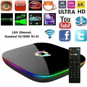 SMART TV BOX Q-PLUS ANDROID PIE 10.0 4GB RAM 64GB 6K WIFI DAZN NEW - Foto 1 di 4