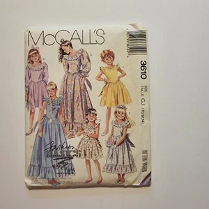 McCalls 3610 Kinder Mädchen 10-14 Kleid Vintage 80er Schnittmuster ungeschnitten - Bild 1 von 7