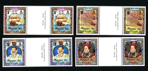 Tristan da Cunha 1980 Sir Francis Drake gutter pairs Map Ship MNH Cover