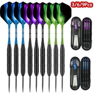 3/6/9Pcs 22g Professional Steel Tip Darts Set Iron Barrel 162mm Flights Stems US - Picture 1 of 24