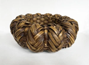 JAPANESE HANDWOVEN BAMBOO IKEBANA BASKET, VINTAGE  15" diameter - Picture 1 of 8