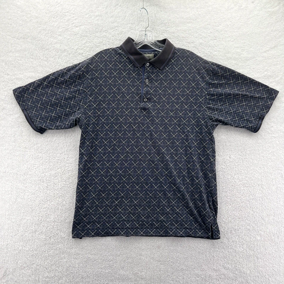 Camisa polo de golf Haggar para hombre mediana azul patrón de club con cuello de algodón camiseta deportiva Foto 1 de 4