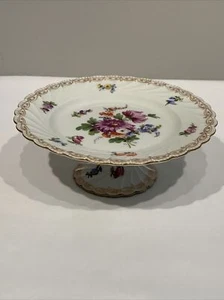 Zierlicher antiker Carl Theime Dresden Kompottständer handbemalt floral & gold - Bild 1 von 16