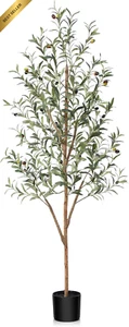 5FT Artificial Olive Tree, Faux Potted Plant Natural Wood Trunk, Lifelike Fruits - Picture 1 of 12