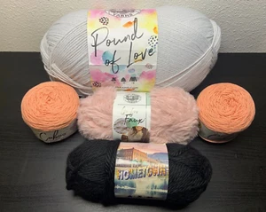 (Lot of 5) Lion Brand Assorted Yarn Lot Pound of Love Hometown Coboo Go For Faux - Picture 1 of 11