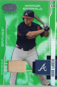 2003 Leaf Cert. Materials Mirror Emerald Mats. Card #15 Adam LaRoche Bat