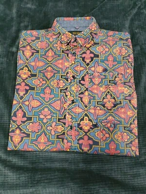 10 Deep Paisley Button Up Short Sleeve Shirt SZ Small  - Image 1 of 4