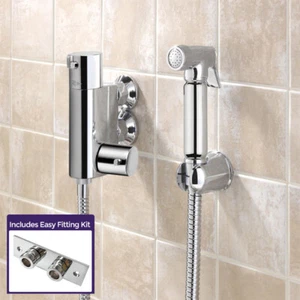 Eva Chrome Bidet Douche & Mini Thermostatic Bar Valve Spray Kit Muslim Shataff - Picture 1 of 7