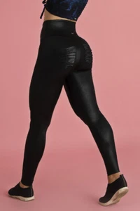 Brazilian Sexy Cire Black Workout Shaping Pants Leggings Rear Pocket S M L 11055 - Picture 1 of 3