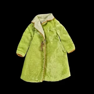 Mod Barbie Coat Velvet Venture 1488 Green Gold Trim Vintage Doll Clothes 1969 - Picture 1 of 16