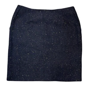 Modcloth Wool Blend Tweed Skirt Size 8 Black Pockets Speckle Career Preppy Work - Picture 1 of 7