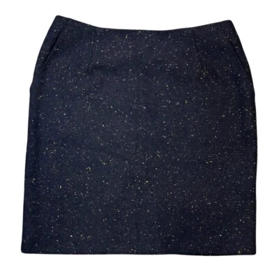Modcloth Wool Blend Tweed Skirt Size 8 Black Pockets Speckle Career Preppy Work - Image 1 of 4