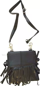 Nuevo Bolso de Mano de Cuero para Motociclista con Correa Negro Bolso de Mano Unisex de Cuero con Flecos Nuevo con Etiquetas - Imagen 1 de 12