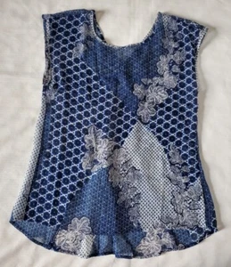 The Limited Size XS Sheer Blue Floral Sleeveless Pullover Blouse 100% Polyester - Picture 1 of 4