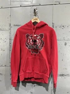 KENZO Embroidered Tiger Head Logo Hoodie Red Size small - Picture 1 of 5
