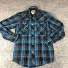 Wrangler Western Shirt Blouse Womens Small Blue Plaid Flannel Fashion Snap up