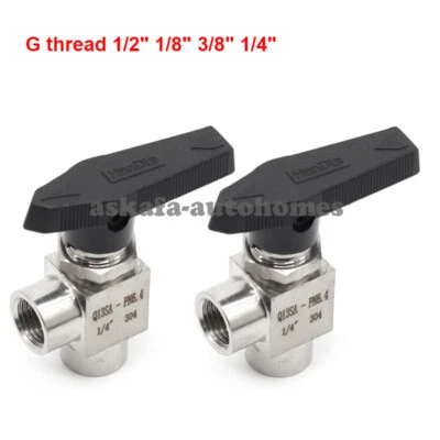 Right angle Ball valve 1/8" 1/4" 3/8" 1/2" female G thread stainless steel 304 - Image 1 of 4