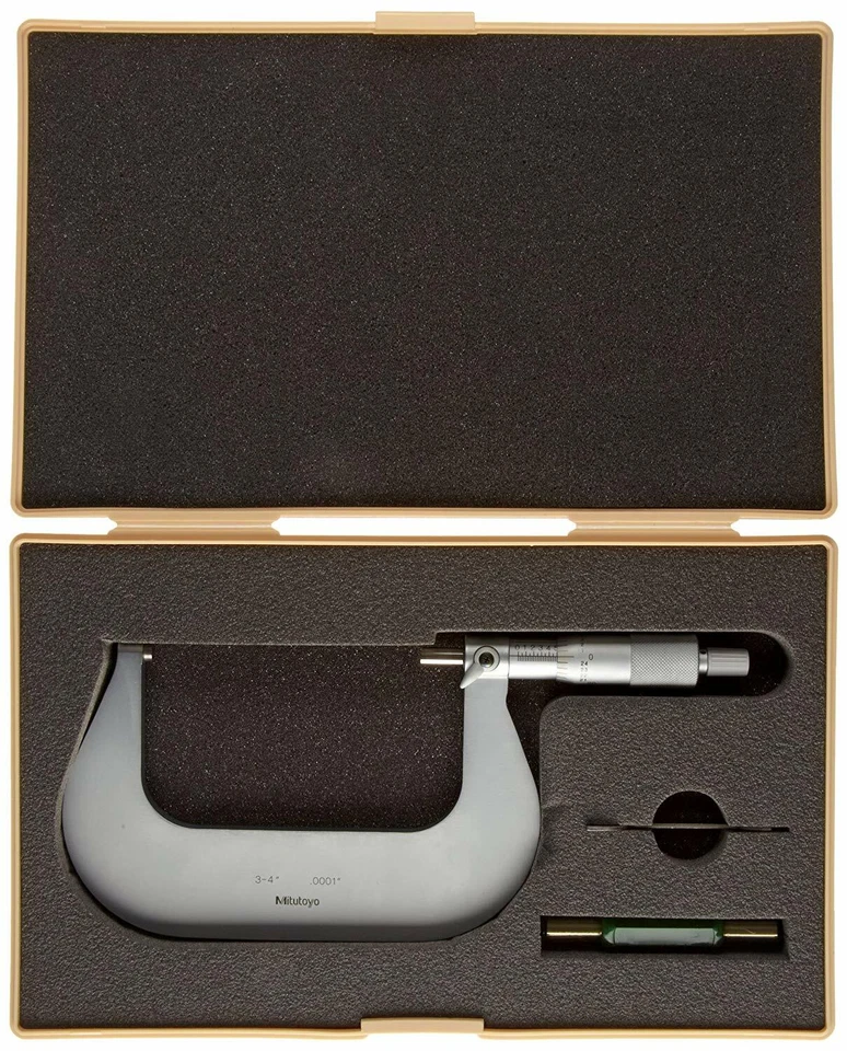 Mitutoyo 101-120 Outside Micrometer, Satin-chrome Finish, Ratchet Stop, 3-4" - Image 1 of 1