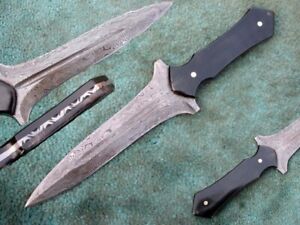 12" Custom Hand Made Damascus Steel Full Tang Dagger Knife , Damascus Boot Knife