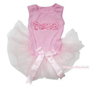 Leopard Sweet Light Pink Gauze Skirt Pet Dog Puppy One Piece Dress Cloth Outfit - Picture 1 of 1