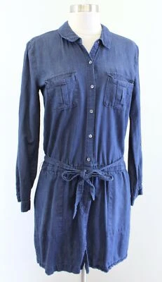 Mini Camisa Vestido Suave Joie Sorenne Indigo Cambray Corbata Cintura Talla XS Cintura Caída Foto 1 de 4