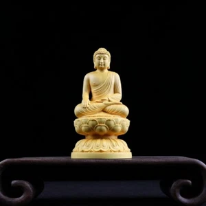 Chinese Boxwood Wood Hand Carved buddha Rulai Statue 黄杨木.如来佛60440 - Picture 1 of 9