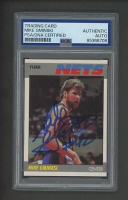 Mike Gminski 1987-88 Fleer #41 76ers PSA/DNA Encased Autograph - Image 1 of 2