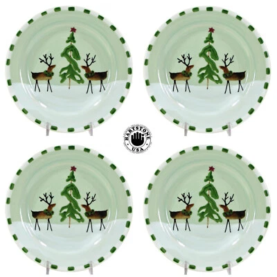 Juego de platos de ensalada Hartstone Pottery RENO TRADICIONES 8" 4 piezas árbol de Navidad como nuevo Foto 1 de 4