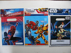 Party Loot Bags Lootbags Parties Various Themes Transformers Star Wars Spiderman
