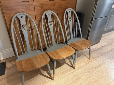 2 X Ercol Swan-backed Dining Chairs - Image 1 of 4