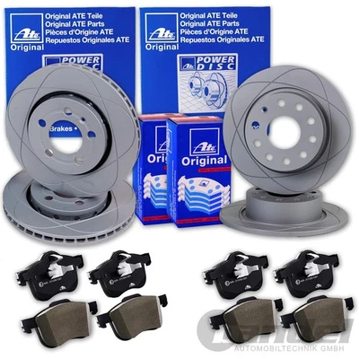 ATE PowerDisc DISCOS DE FRENO + PASTILLAS DELANTERAS + TRASERAS para FORD FOCUS 2 + C-MAX - Imagen 1 de 4