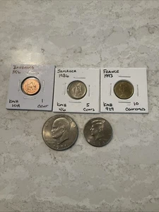 Mixed Lot | Ike Dollar, Kennedy Half, Barbados, Jamaica, France Coins - Picture 1 of 12