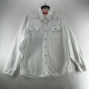 Wrangler Workwear Shirt Mens L Long Sleeve Button Up Cotton Twill Utility White - Picture 1 of 10