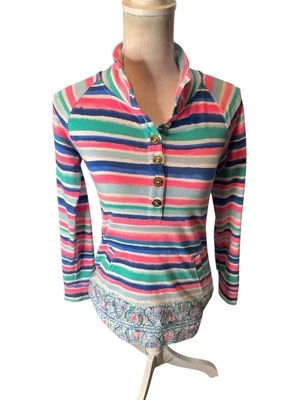 Jaqueta popover Lilly Pulitzer listra concha arenosa tamanho XXS excelente RARA HTF - Imagem 1 de 4