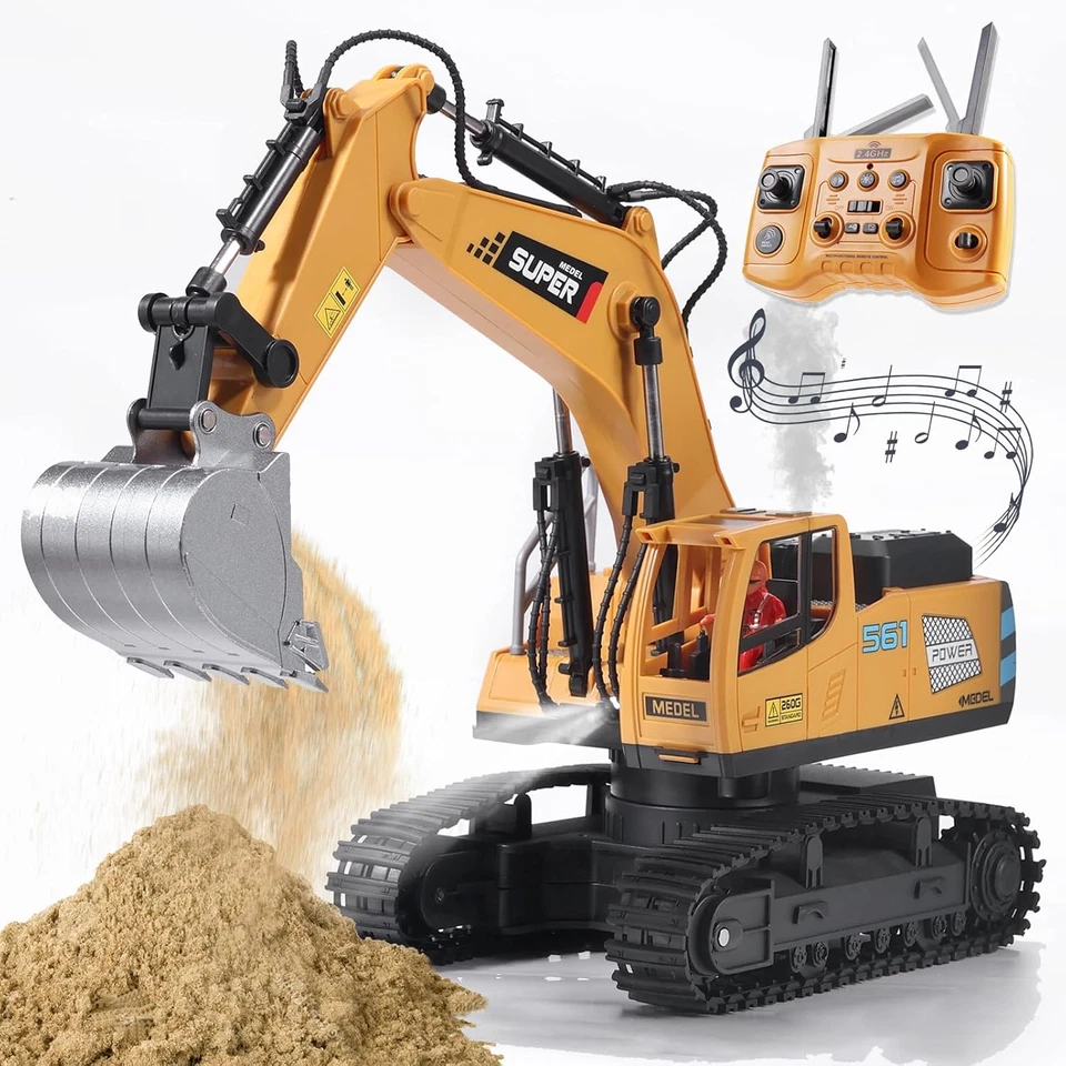 Remote Control Excavator Toys for Boys,16 Channel RC Excavator Construction Toys - Image 1 of 4