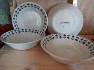 Midwinter Roselle 4 x soup bowls 1960s Vintage 160mm dia. Blue & Green - Picture 1 of 3