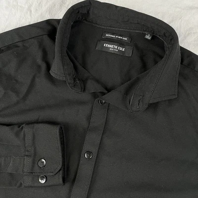 Camisa KENNETH COLE Reacción Abotonada Para Hombres Pequeña Negra Elastizada Absorbente Informal Foto 1 de 4