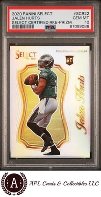 2020 Panini Select #SCR22 Jalen Hurts Select Certified Rookie Prizm PSA 10 - Image 1 of 2