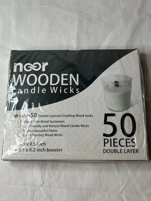 NOOR 50 Wooden Candle Wicks With Metal Sustainers For Candle Making New - Image 1 of 3